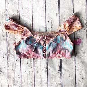 NWT Raisins Off Shoulder Tie Front Bikini Top